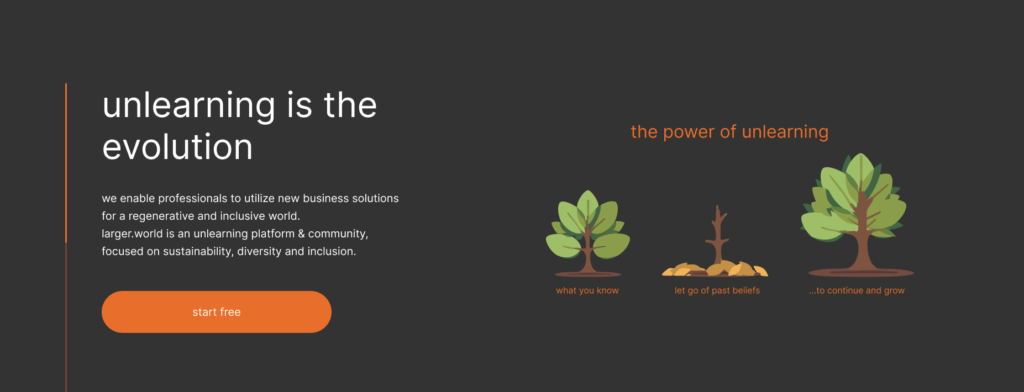 Larger.World Hero section