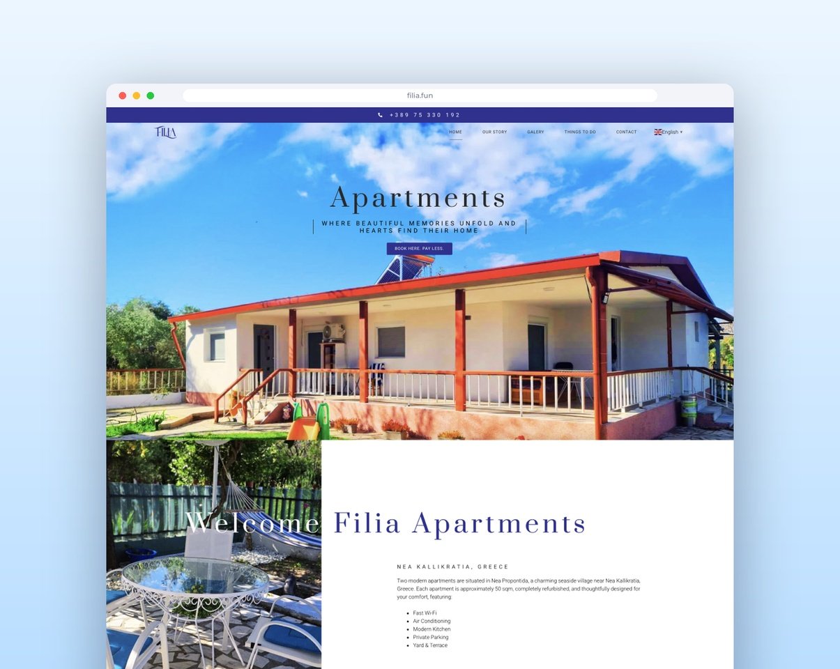 Filia Apartments website